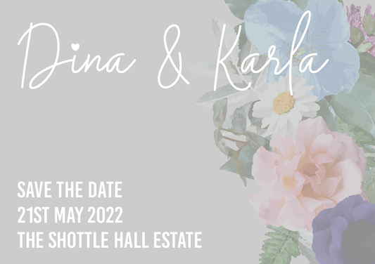 Vintage Grey Floral Save The Date