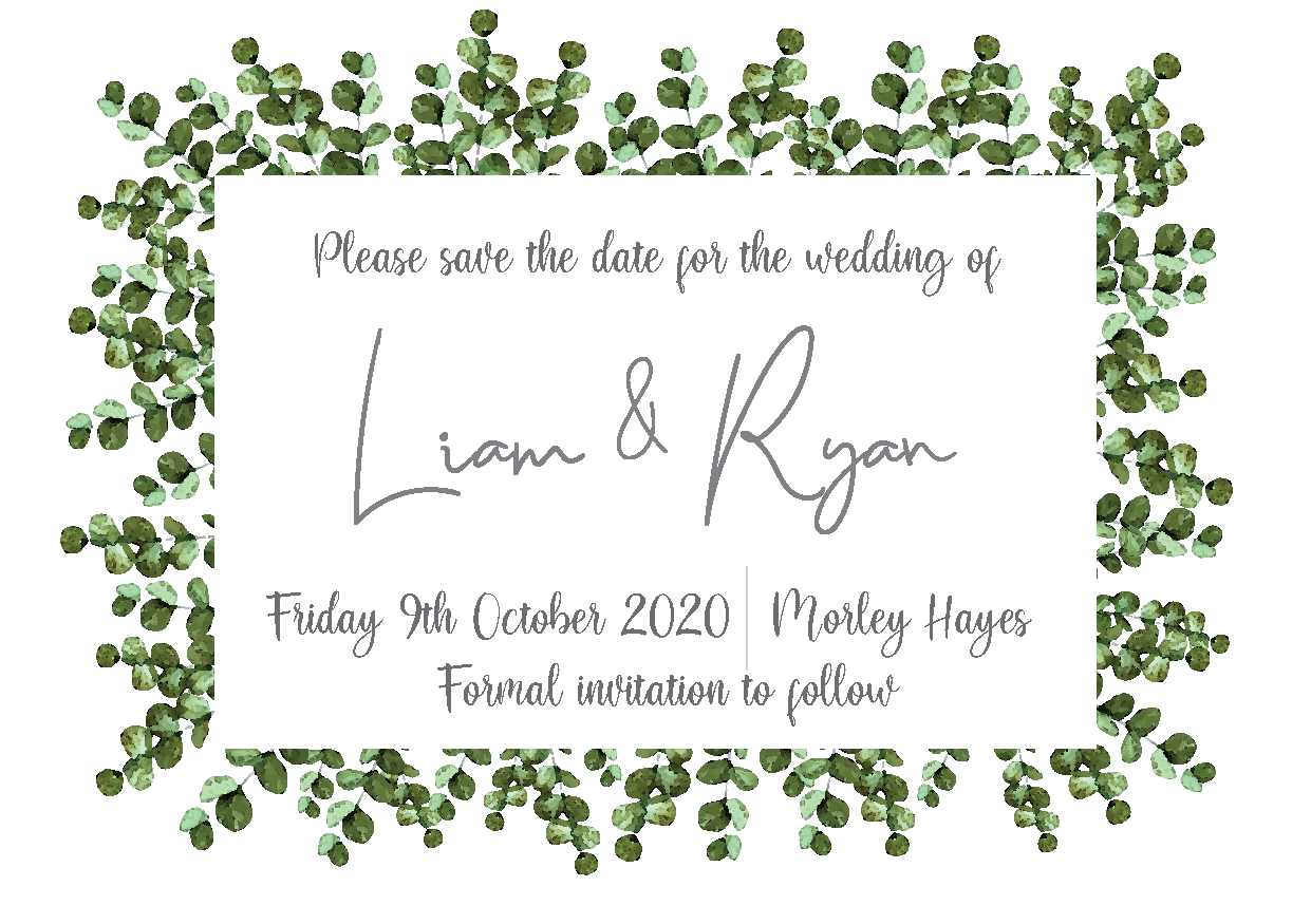 Eucalyptus Frame Save The Date