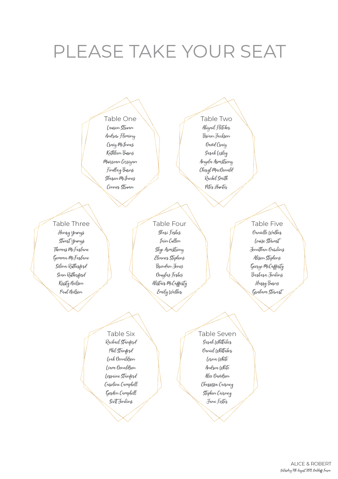 Simple Geometric Frame Wedding Table Plan