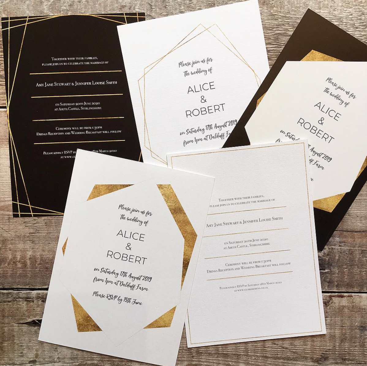 Classic Gold Foil Effect Frame Invitation