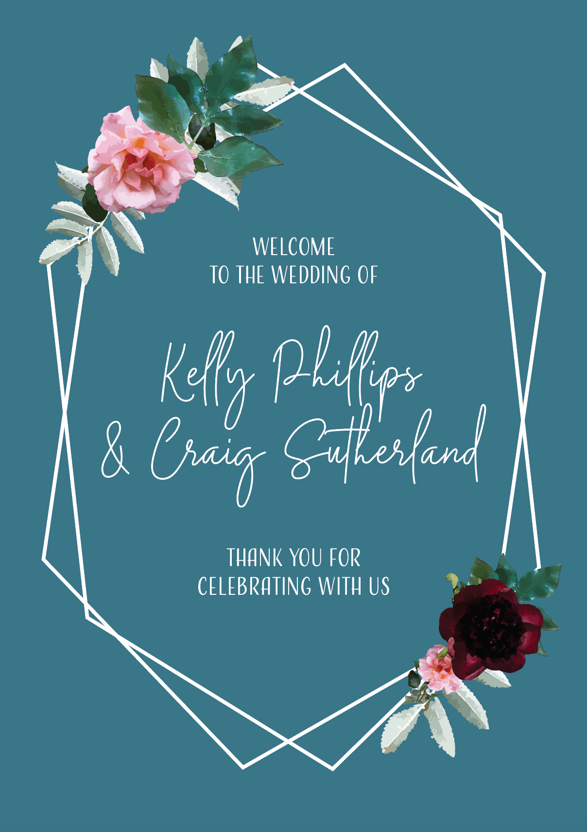 Welcome Sign in Teal