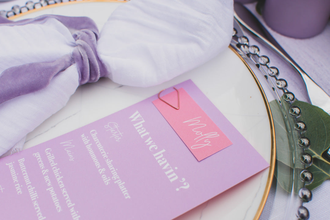 Lavender & Blush Menus
