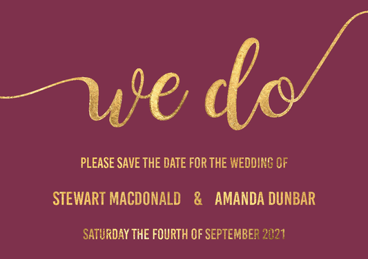 We Do Save The Date in Burgundy