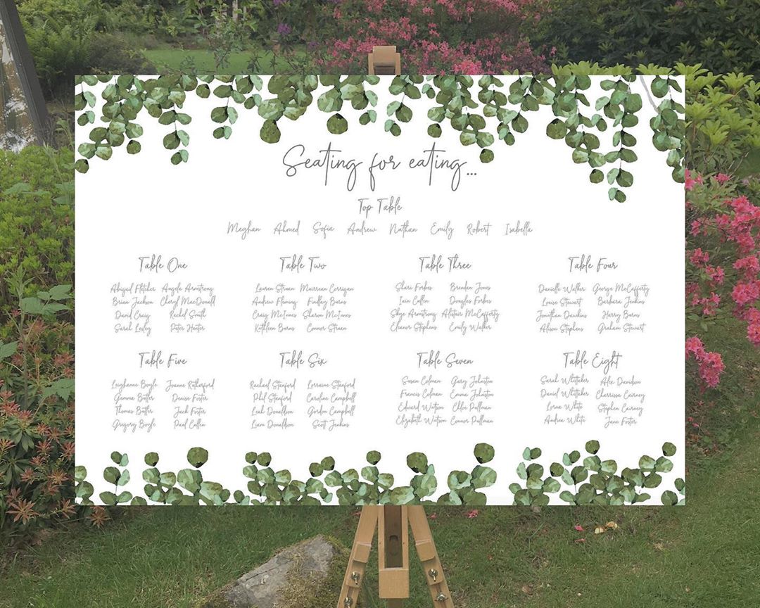 Simple Eucalyptus Table Plan