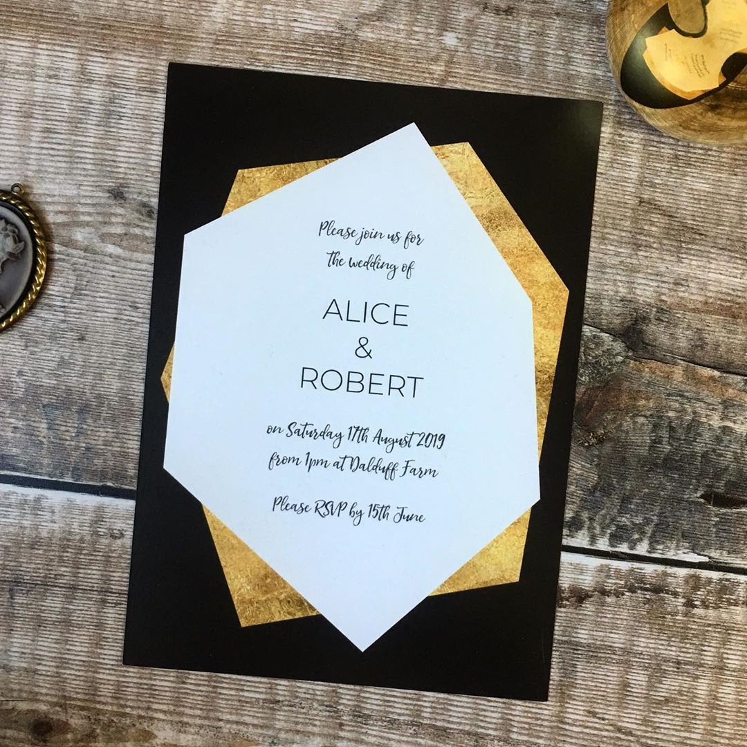 Geometric Gold Foil Effect Invitation