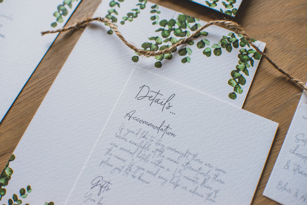 A6 Eucalyptus Wedding Invitation Details Insert